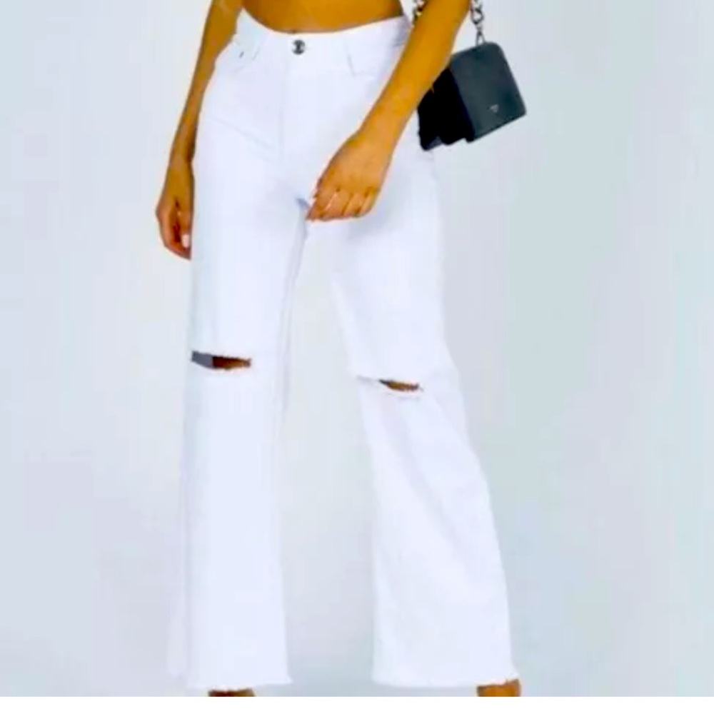 Princess Polly CeCe Hammer Wide Leg knee Rip Jeans